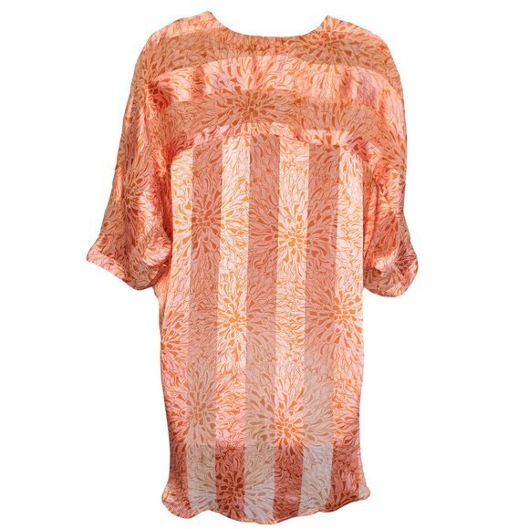 Floreat Anthropologie Silk Blend Size Small Floral Striped Hi Low Blouse - Picture 7 of 12